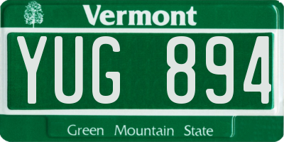 VT license plate YUG894