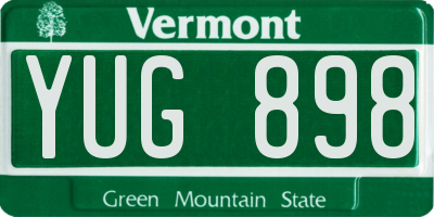 VT license plate YUG898