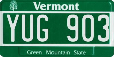 VT license plate YUG903