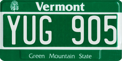 VT license plate YUG905