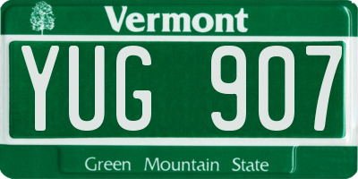 VT license plate YUG907