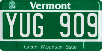 VT license plate YUG909