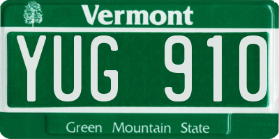 VT license plate YUG910