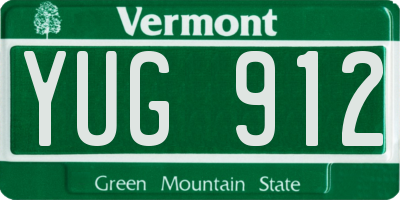 VT license plate YUG912