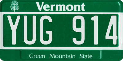 VT license plate YUG914