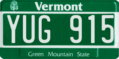 VT license plate YUG915