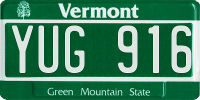 VT license plate YUG916
