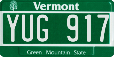VT license plate YUG917