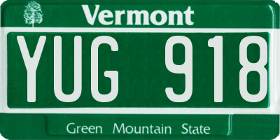 VT license plate YUG918