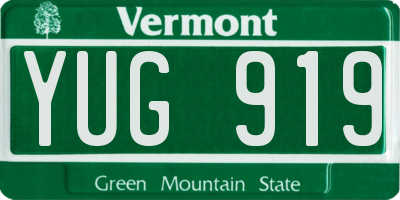 VT license plate YUG919