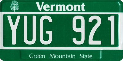 VT license plate YUG921