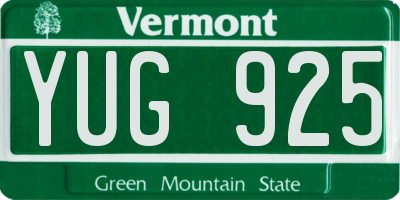 VT license plate YUG925