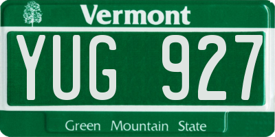 VT license plate YUG927