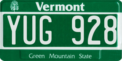 VT license plate YUG928