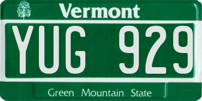 VT license plate YUG929