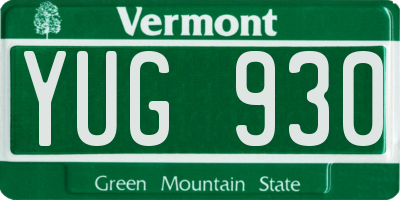 VT license plate YUG930