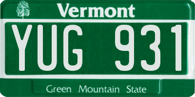 VT license plate YUG931