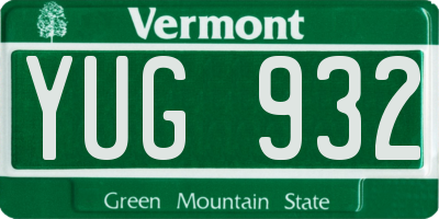 VT license plate YUG932