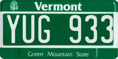 VT license plate YUG933