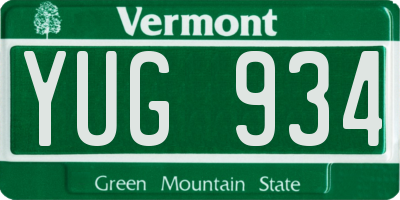 VT license plate YUG934