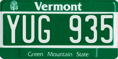 VT license plate YUG935