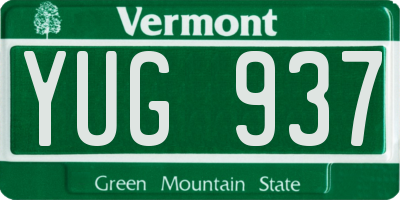 VT license plate YUG937