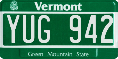 VT license plate YUG942