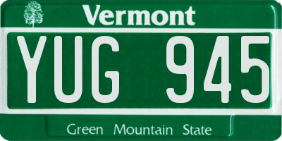 VT license plate YUG945
