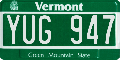 VT license plate YUG947