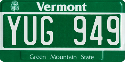 VT license plate YUG949