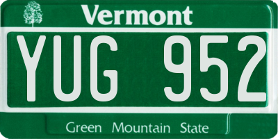 VT license plate YUG952