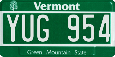 VT license plate YUG954