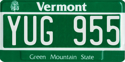 VT license plate YUG955