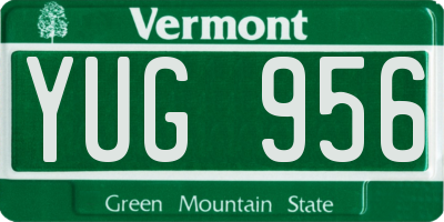 VT license plate YUG956