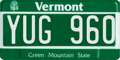 VT license plate YUG960