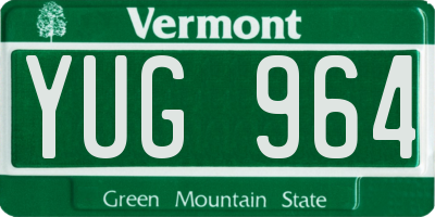 VT license plate YUG964