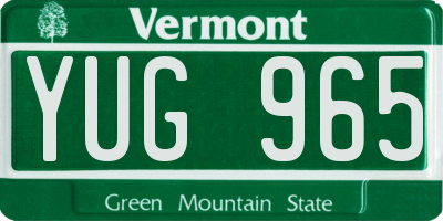 VT license plate YUG965