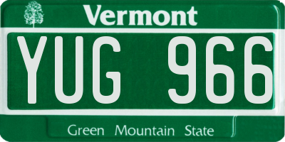 VT license plate YUG966