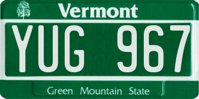 VT license plate YUG967