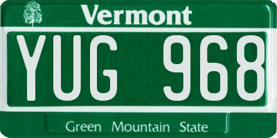 VT license plate YUG968