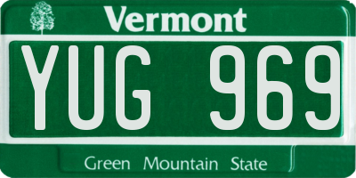 VT license plate YUG969