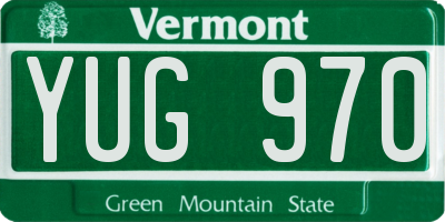 VT license plate YUG970
