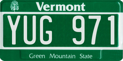 VT license plate YUG971