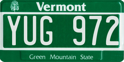 VT license plate YUG972