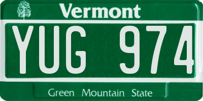 VT license plate YUG974