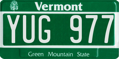VT license plate YUG977
