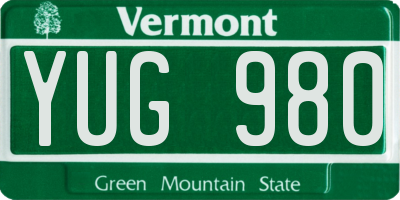 VT license plate YUG980