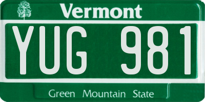 VT license plate YUG981