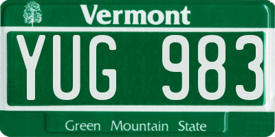 VT license plate YUG983