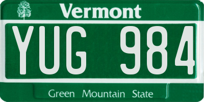 VT license plate YUG984